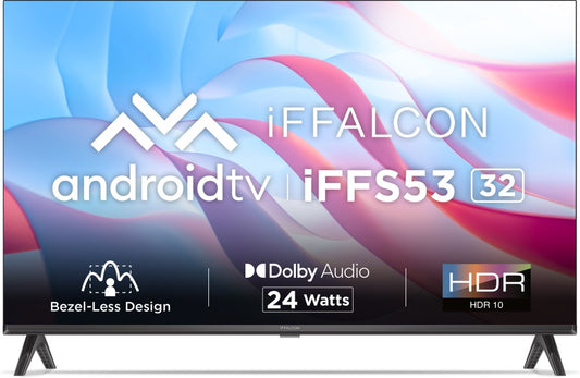 iFFALCON by TCL 80.04 सेमी (32 इंच) एचडी रेडी एलईडी स्मार्ट एंड्रॉइड टीवी बेज़ेल-लेस डिज़ाइन और 24W स्पीकर के साथ - iFF32S53