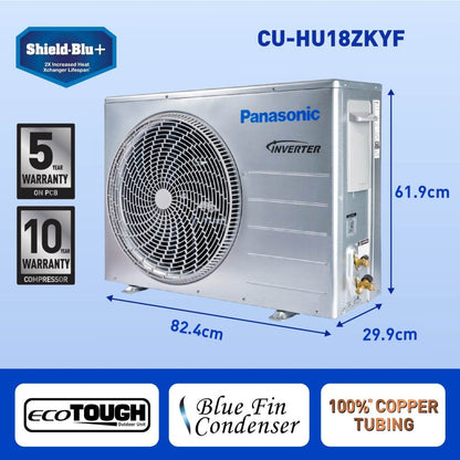 Panasonic Convertible 7-in-1 with Additional AI Mode Cooling 2023 Model 1.5 Ton 5 Star Split Inverter with 4 Way Swing, nanoeX Air Purification Technology AC with Wi-fi Connect  - White - CS/CU-HU18ZKYF, Copper Condenser