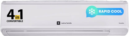 realme TechLife 2023 Range 1 Ton 4 Star Split Inverter 4-in-1 Convertible with Flexi-Control Technology AC  - White - 104SIAA22BWR, Copper Condenser