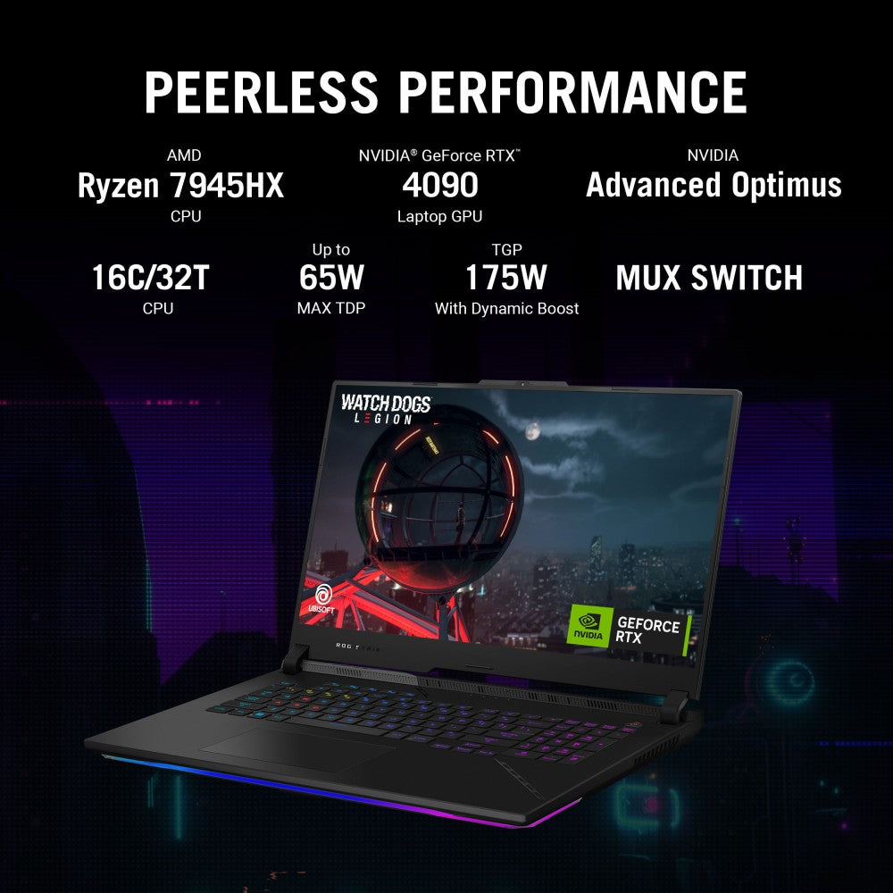 ASUS ROG Strix SCAR 17 (2023) 90WHr बैटरी के साथ Ryzen 9 ऑक्टा कोर 7945HX - (16 GB/1 TB SSD/Windows 11 Home/12 GB ग्राफ़िक्स/NVIDIA GeForce RTX 4080/240 HZ) G733PZ-LL046WS गेमिंग लैपटॉप - 17.3 इंच, ऑफ ब्लैक, 3.00 किलोग्राम, एमएस ऑफिस के साथ