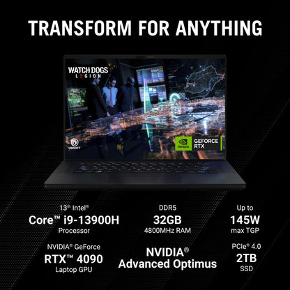 ASUS ROG Zephyrus M16 (2023) with 90WHr Battery Intel H-Series Core i9 13th Gen - (32 GB/2 TB SSD/Windows 11 Home/16 GB Graphics/NVIDIA GeForce RTX 4090/240 HZ) GU604VY-NM058WS Gaming Laptop - 16 Inch, Black Anime Matrix Version, 2.30 Kg, With MS Office