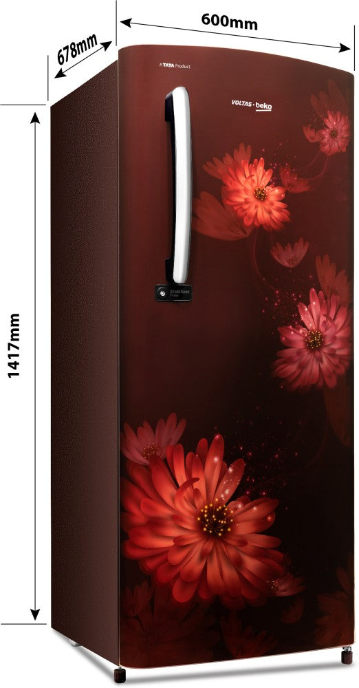 Voltas Beko 225 L Direct Cool Single Door 3 Star Refrigerator - Dahlia Wine, RDC245C60/DWEXXXXSG