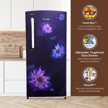 Voltas Beko 225 L Direct Cool Single Door 3 Star Refrigerator - Dahlia Blue, RDC245C60/DBEXXXXSG