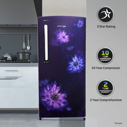 Voltas Beko 225 L Direct Cool Single Door 3 Star Refrigerator - Dahlia Blue, RDC245C60/DBEXXXXSG