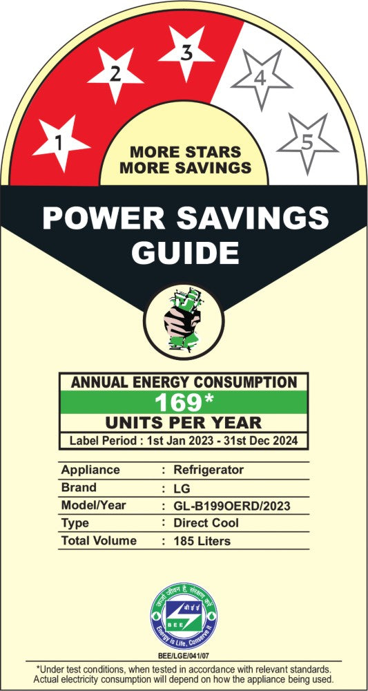 LG 185 L डायरेक्ट कूल सिंगल डोर 3 स्टार रेफ्रिजरेटर फास्ट आइस मेकिंग के साथ - एबोनी रीगल, GL-B199OERD