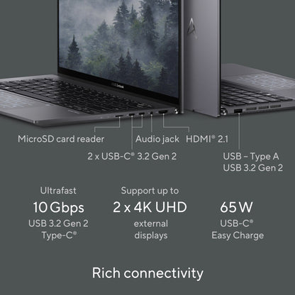 Asus Zenbook 14 OLED (2023) Ryzen 5 Hexa Core 7530U - (16 GB/1 TB SSD/Windows 11 Home) UM3402YA-KM551WS पतला और हल्का लैपटॉप - 14 इंच, जेड ब्लैक, 1.39 Kg, MS Office के साथ