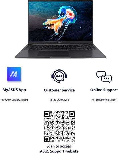 ASUS Vivobook 16 (2023) Ryzen 5 Hexa Core 7530U - (16 GB/512 GB SSD/Windows 11 Home) M1605YA-MB541WS लैपटॉप - 16 इंच, टफ ब्लैक, 1.88 किलोग्राम, एमएस ऑफिस के साथ