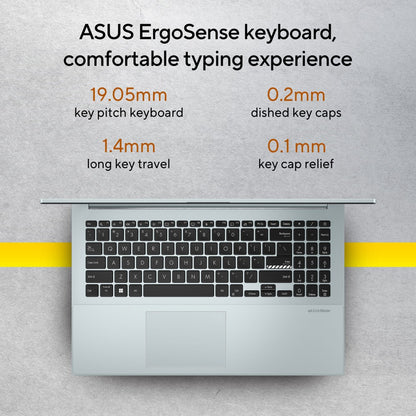 ASUS Vivobook Go 15 (2023) Ryzen 5 क्वाड कोर 7520U - (8 जीबी/512 जीबी एसएसडी/विंडोज 11 होम) E1504FA-NJ523WS पतला और हल्का लैपटॉप - 15.6 इंच, हरा ग्रे, 1.63 किलोग्राम, एमएस ऑफिस के साथ