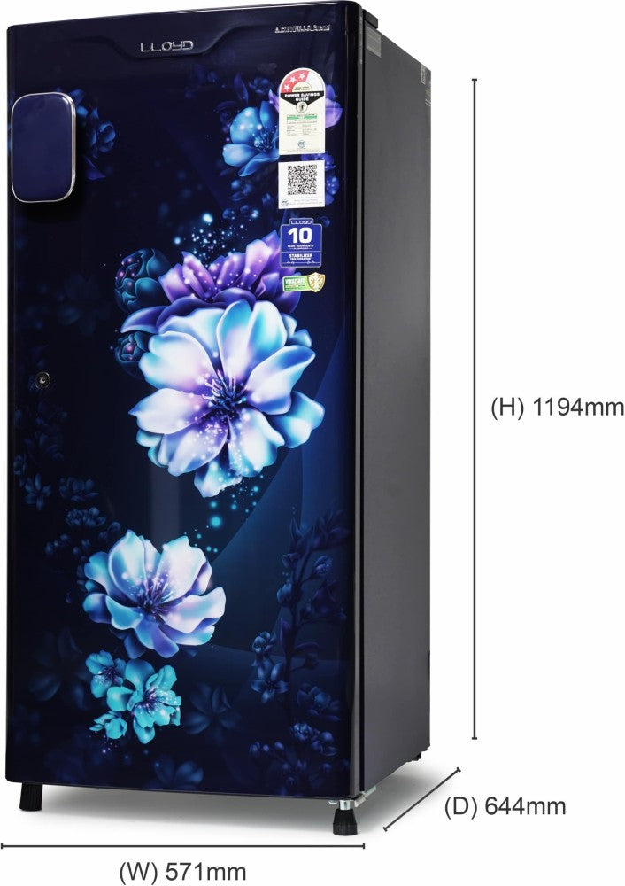 Lloyd 178 L Thermoelectric Cooling Single Door 3 Star Refrigerator - Cherry Blossom Blue, GLDC193SCBT4JC