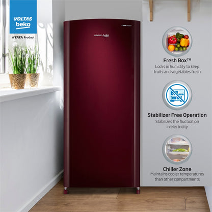 Voltas Beko 173 L Direct Cool Single Door 2 Star Refrigerator - Wine, RDC205D / S0XWR0M0000GO