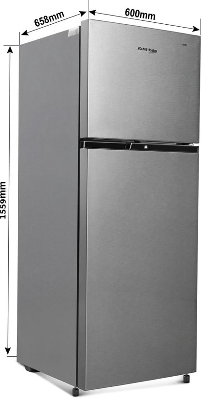 Voltas Beko 248 L Frost Free Double Door 2 Star Refrigerator - Brushed Silver, RFF285D / W0XIR0I0000GO