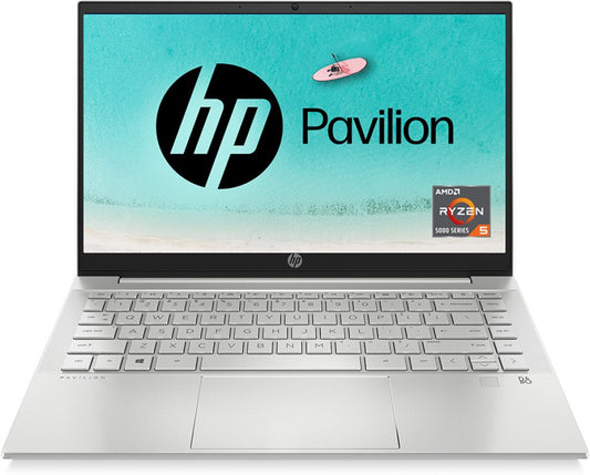 HP Pavilion Ryzen 5 Hexa Core 5625U - (16 GB/512 GB SSD/Windows 11 Home) 14-EC1005AU पतला और हल्का लैपटॉप - 14 इंच, नेचुरल सिल्वर, 1.41 kg, MS Office के साथ