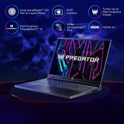 Acer Predator (2023) Core i9 13th Gen - (32 GB/1 TB SSD/Windows 11 Home/12 GB ग्राफ़िक/NVIDIA GeForce RTX 4080) PH16-71 गेमिंग लैपटॉप - 16 इंच, एबिसल ब्लैक