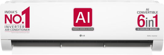 LG Convertible 6-in-1 Cooling 2023 Model 1.5 Ton 4 Star Split Dual Inverter 4 Way Swing, HD Filter with Anti-Virus Protection AC  - White - RS-Q19JNYE1, Copper Condenser