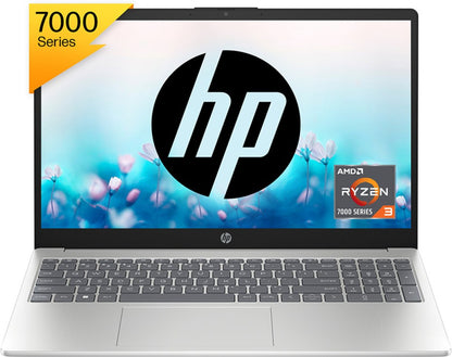 HP Ryzen 3 क्वाड कोर 7320U - (8 GB/512 GB SSD/Windows 11 Home) 15-fc0025AU पतला और हल्का लैपटॉप - 15.6 इंच, नेचुरल सिल्वर, 1.75 Kg, MS Office के साथ