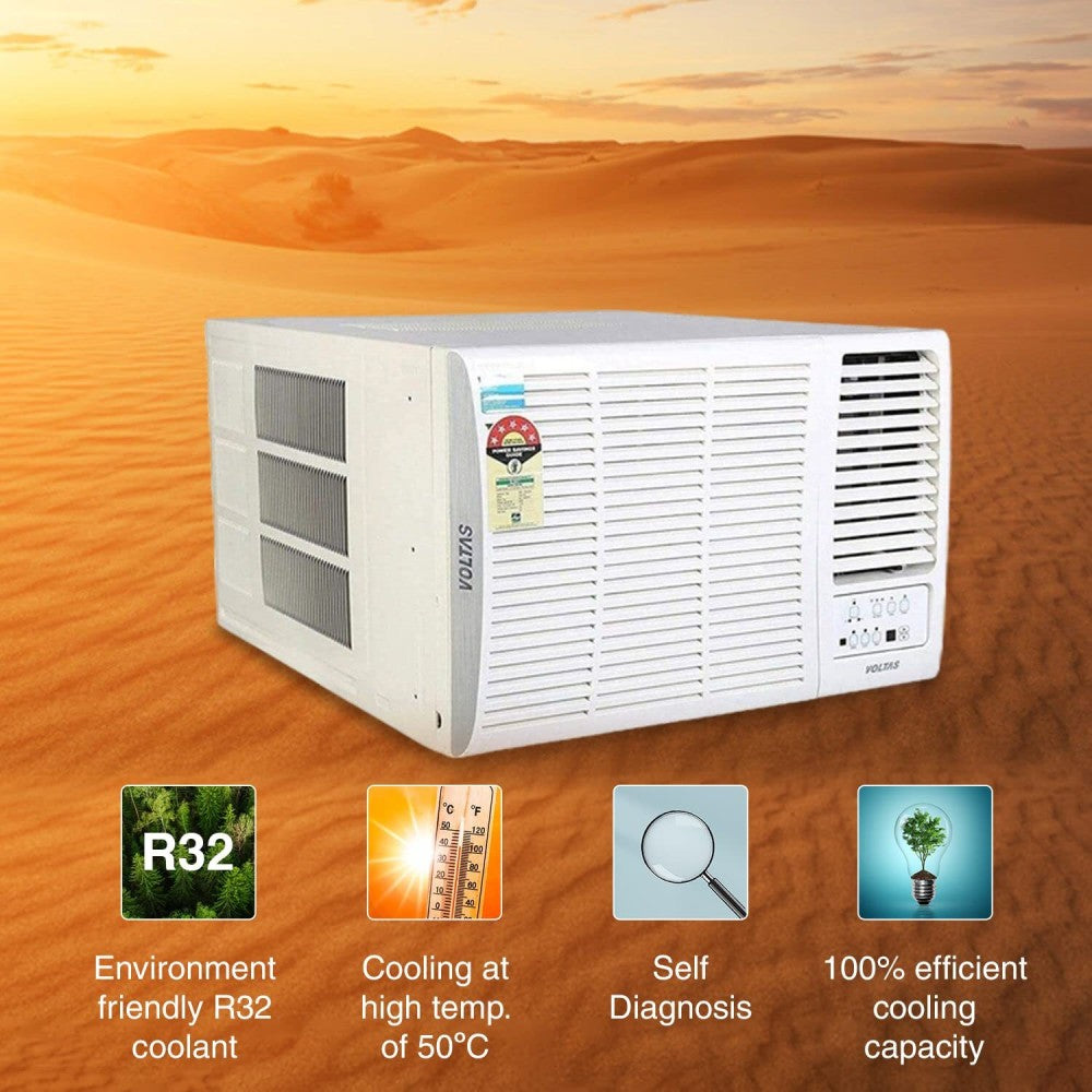 Voltas 1.5 Ton 5 Star Window Inverter AC  - White - 185V Vertis Elite A(4011478), Copper Condenser