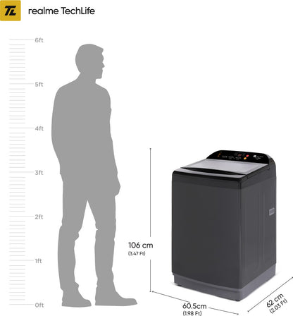 रियलमी टेकलाइफ 11 किलो मेगावॉश रेंज फुली ऑटोमैटिक टॉप लोड वॉशिंग मशीन ब्लैक, ग्रे - RMTL1105NNNHG