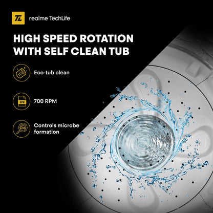 रियलमी टेकलाइफ 11 किलो मेगावॉश रेंज फुली ऑटोमैटिक टॉप लोड वॉशिंग मशीन ब्लैक, ग्रे - RMTL1105NNNHG