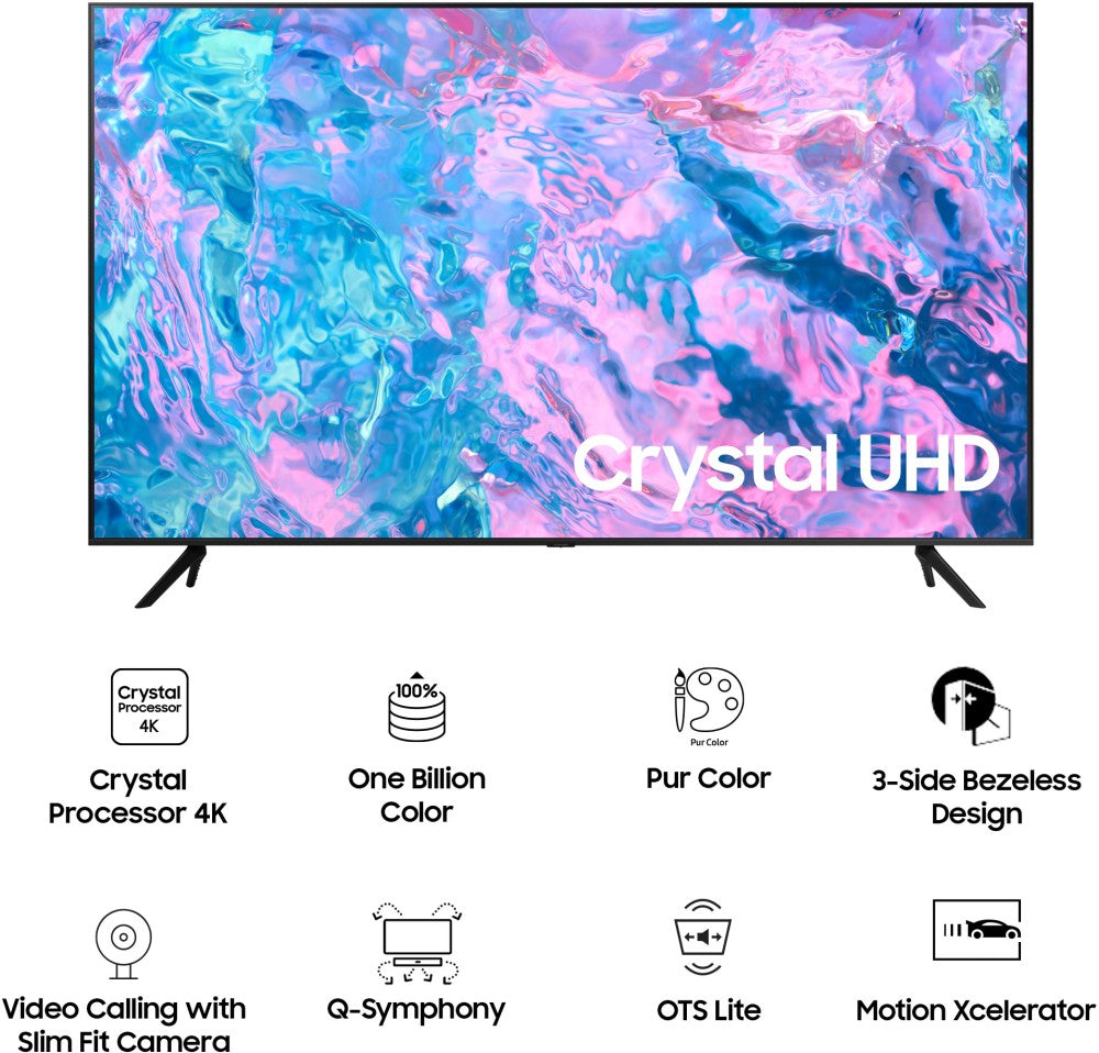 SAMSUNG Crystal 4K iSmart Series 163 cm (65 inch) Ultra HD (4K) LED Smart Tizen TV with Black (2023 Model) - UA65CUE60AKLXL