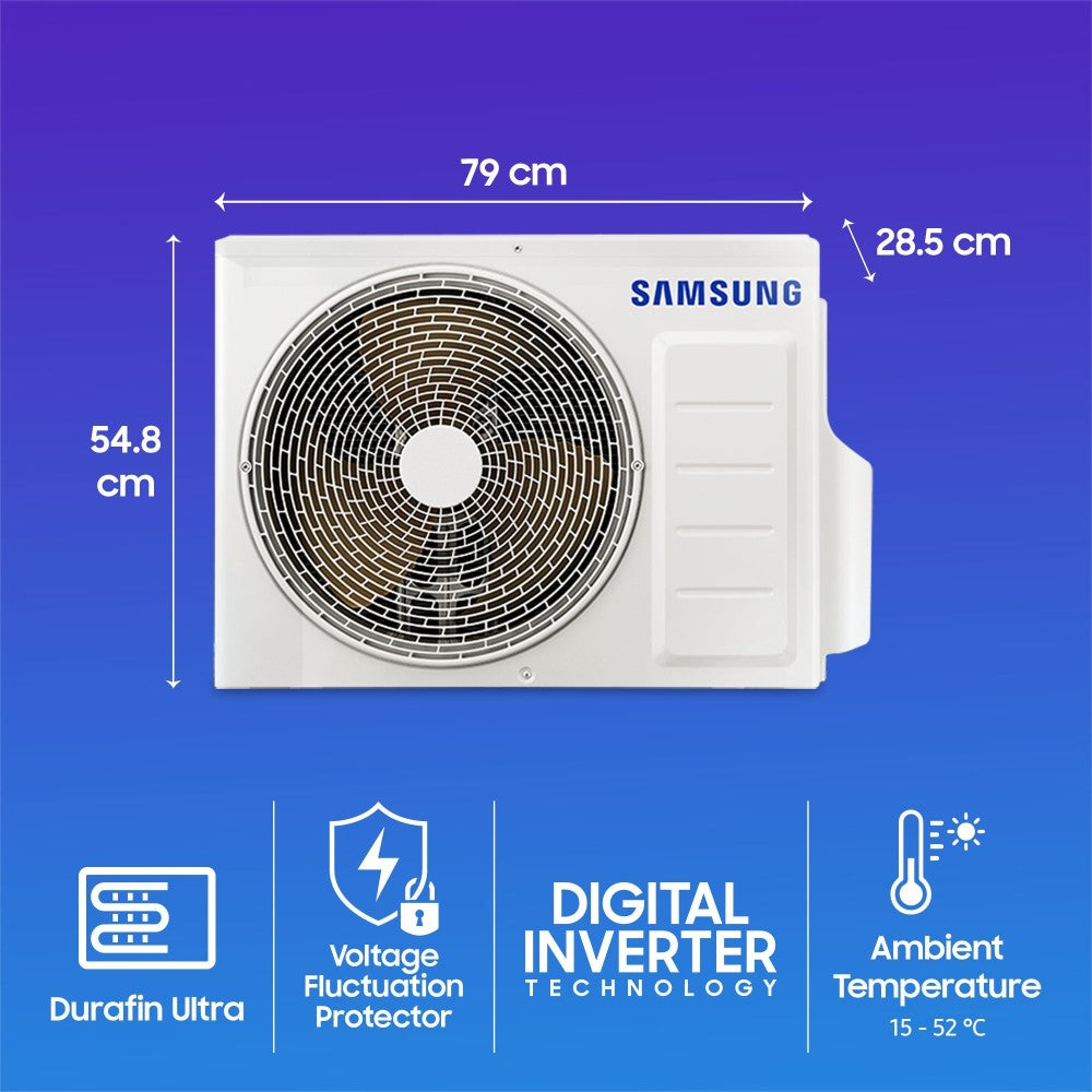 SAMSUNG 1.5 Ton 4 Star Split Inverter AC  - White - AR18CY4ARWK/AR18CY4ARWKNNA/AR18CY4ARWKXNA, Copper Condenser