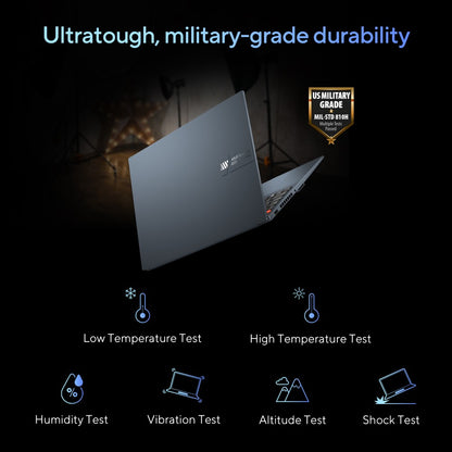 Asus Vivobook Pro 16 OLED (2023) 96WHr बैटरी के साथ Intel H-सीरीज़ Core i5 13th Gen - (16GB/512GB SSD/Windows 11 Home/6GB ग्राफ़िक्स/NVIDIA GeForce RTX 4050/120 Hz) K6602VU-LZ541WS क्रिएटर लैपटॉप - 16 इंच, शांत नीला, 1.90 किग्रा, एमएस ऑफिस के साथ