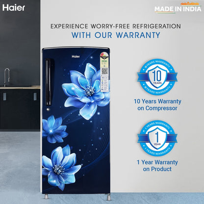 Haier 185 L Direct Cool Single Door 2 Star Refrigerator - Marine Peony, HED-19TMF-N