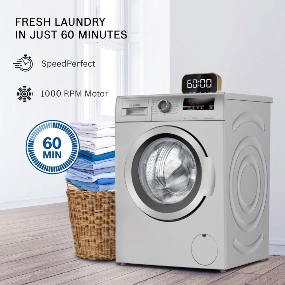 BOSCH 7 kg Fully Automatic Front Load Washing Machine with In-built Heater Silver - WAJ2016SIN