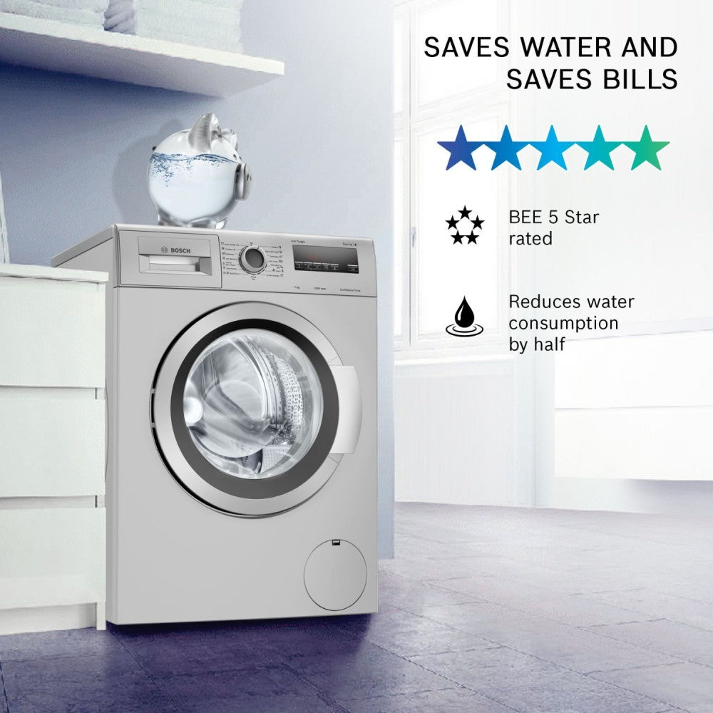 BOSCH 7 kg Fully Automatic Front Load Washing Machine with In-built Heater Silver - WAJ2016SIN