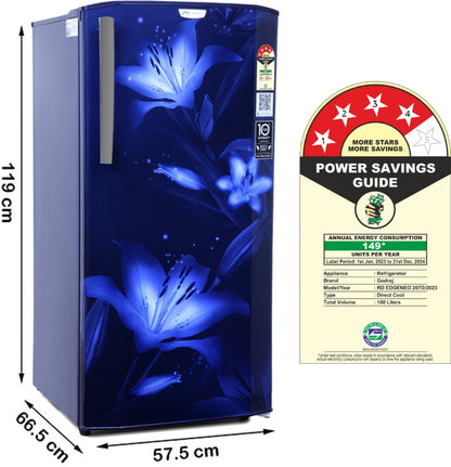 Godrej 180 L Direct Cool Single Door 4 Star Refrigerator - Blush Blue, RD EDGENEO 207D THF BH BL