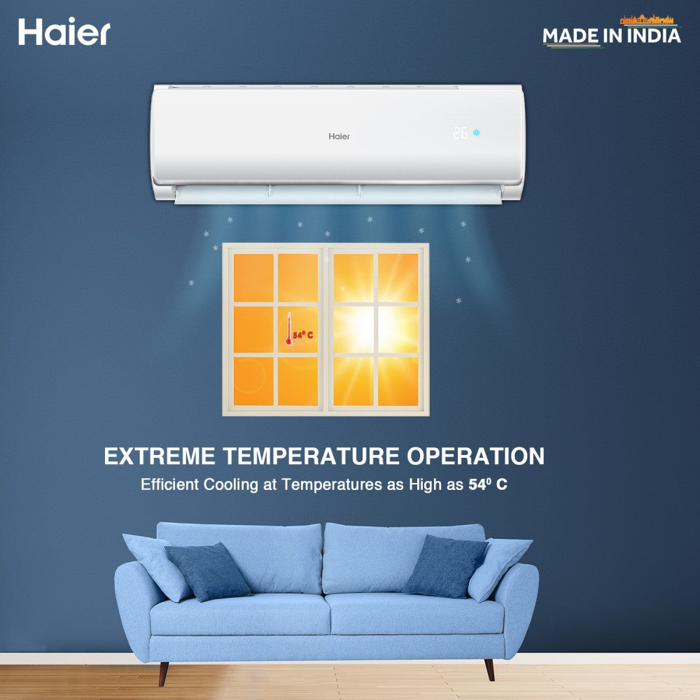 Haier Turbo Cool Plus 2023 Model 1 Ton 3 Star Split Extreme Temperature Cooling,Micro Antibacterial Filter, AC  - White - HSU13T-TQS3BE-FS/HS13T-TQS3BE-FS/HU13-3BE-FS, Copper Condenser