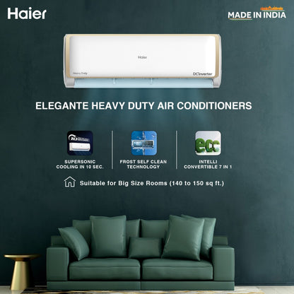 Haier Heavy Duty 2023 Model 1.6 Ton 5 Star Split Inverter Frost Self-Clean, Triple Inverter Plus Technology, Cooling at Extreme Temperature, Hyper PCB AC  - White - HS19E-TXG5BE-INV/HU19-5BE-INV, Copper Condenser