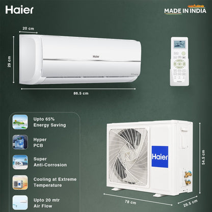 Haier Frost Self-Clean 2023 Model 1.5 Ton 3 Star Split Inverter Cooling at Extreme Temperature, Super Anti-corrosion AC  - White - HS17V-TMS3BE-INV/HU17-3BE-INV, Copper Condenser