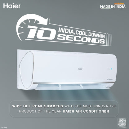 Haier Frost Self-Clean 2023 Model 1.5 Ton 5 Star Split Inverter Intelli Convertible 7-in-1, Cooling at Extreme Temperature AC  - White - HS18K-PYS5BE-INV/HU18-5BE-INV, Copper Condenser