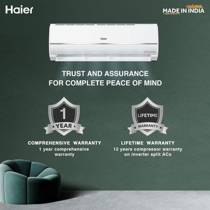 Haier Frost Self-Clean 2023 Model 1.5 Ton 3 Star Split Inverter Cooling at Extreme Temperature, Super Anti-corrosion AC  - White - HS17V-TMS3BE-INV/HU17-3BE-INV, Copper Condenser