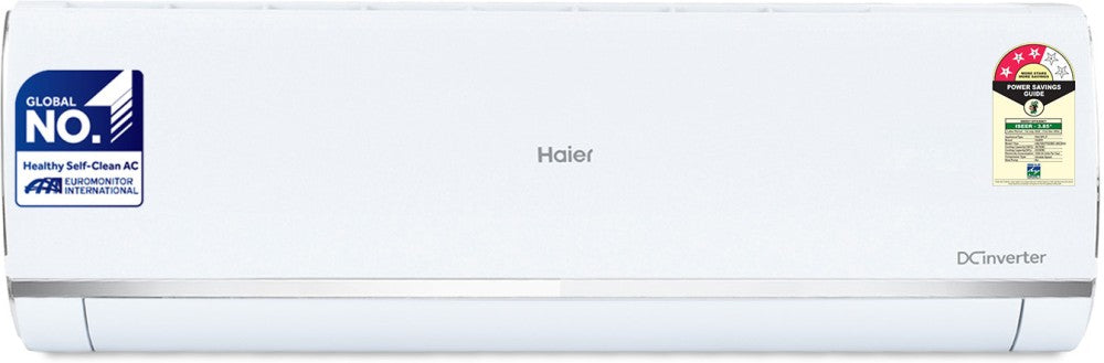 Haier Frost Self-Clean 2023 Model 1.5 Ton 3 Star Split Inverter Intelli Convertible 7-in-1, Cooling at Extreme Temperature AC  - White - HSU18K-PYS3BE1-INV, Copper Condenser