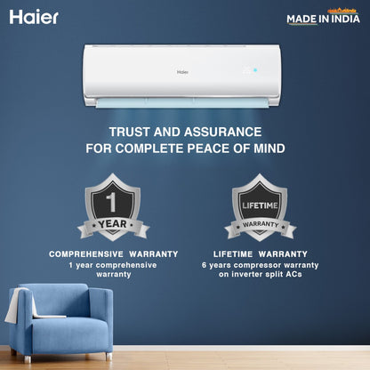 Haier Turbo Cool Plus 2023 Model 1 Ton 3 Star Split Extreme Temperature Cooling,Micro Antibacterial Filter, AC  - White - HSU13T-TQS3BE-FS/HS13T-TQS3BE-FS/HU13-3BE-FS, Copper Condenser