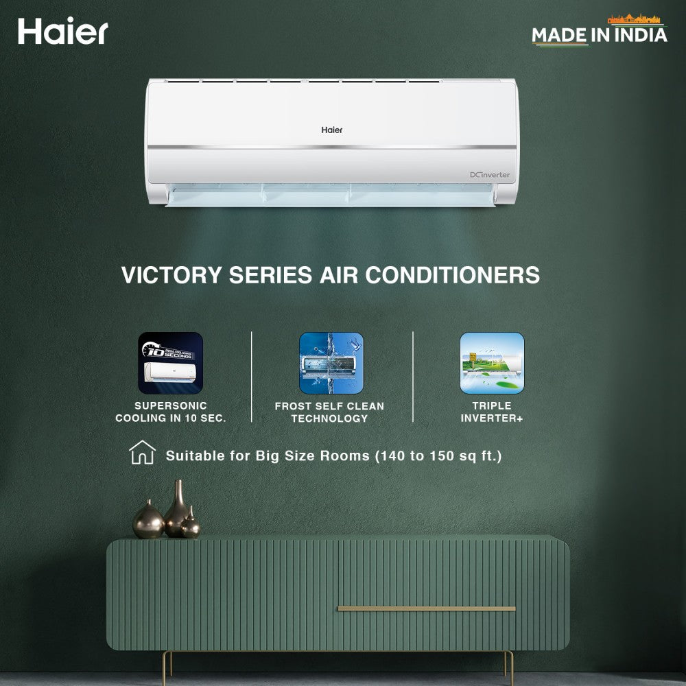 Haier Frost Self-Clean 2023 Model 1.5 Ton 3 Star Split Inverter Cooling at Extreme Temperature, Super Anti-corrosion AC  - White - HS17V-TMS3BE-INV/HU17-3BE-INV, Copper Condenser