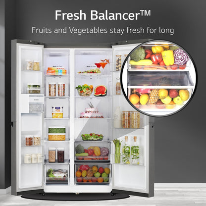 LG 655 L Frost Free Side by Side Refrigerator - Dazzle Steel, GL-B257HDSY