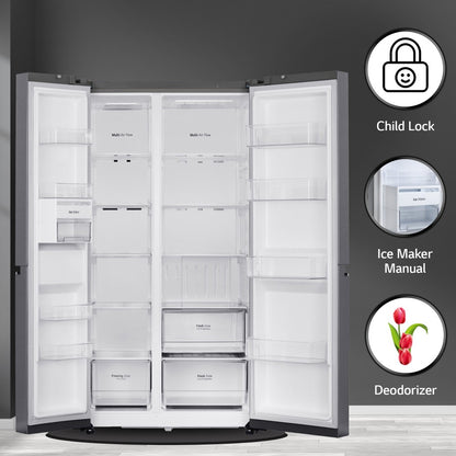 LG 655 L Frost Free Side by Side Refrigerator - Dazzle Steel, GL-B257HDSY