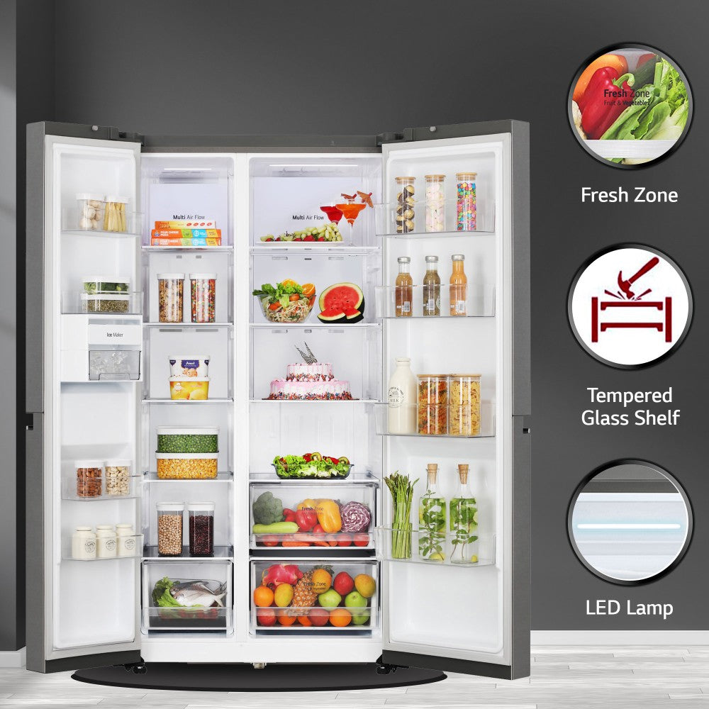 LG 655 L Frost Free Side by Side Refrigerator - Dazzle Steel, GL-B257HDSY