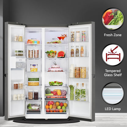 LG 655 L Frost Free Side by Side Refrigerator - Dazzle Steel, GL-B257HDSY