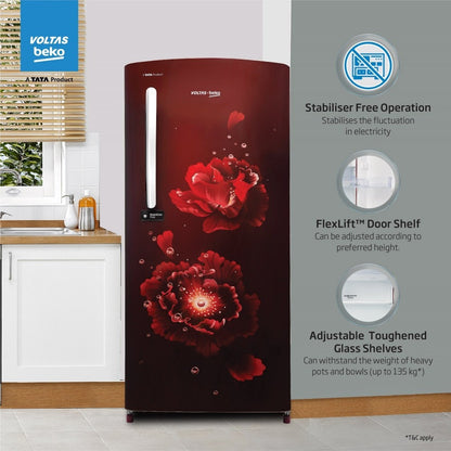 Voltas Beko 200 L Direct Cool Single Door 4 Star Refrigerator - Fairy Flower Wine, RDC220B60/FWEXXXXSG