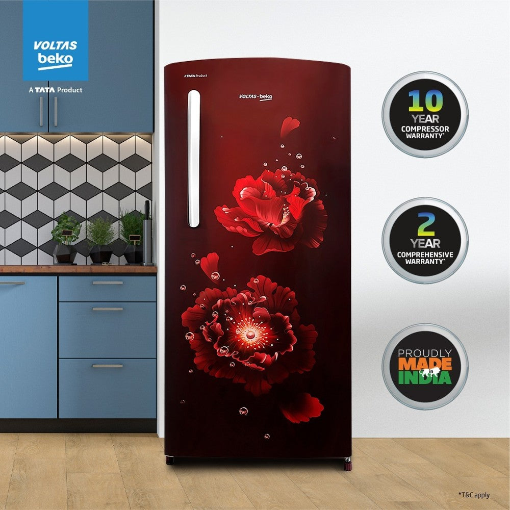 Voltas Beko 200 L Direct Cool Single Door 4 Star Refrigerator - Fairy Flower Wine, RDC220B60/FWEXXXXSG