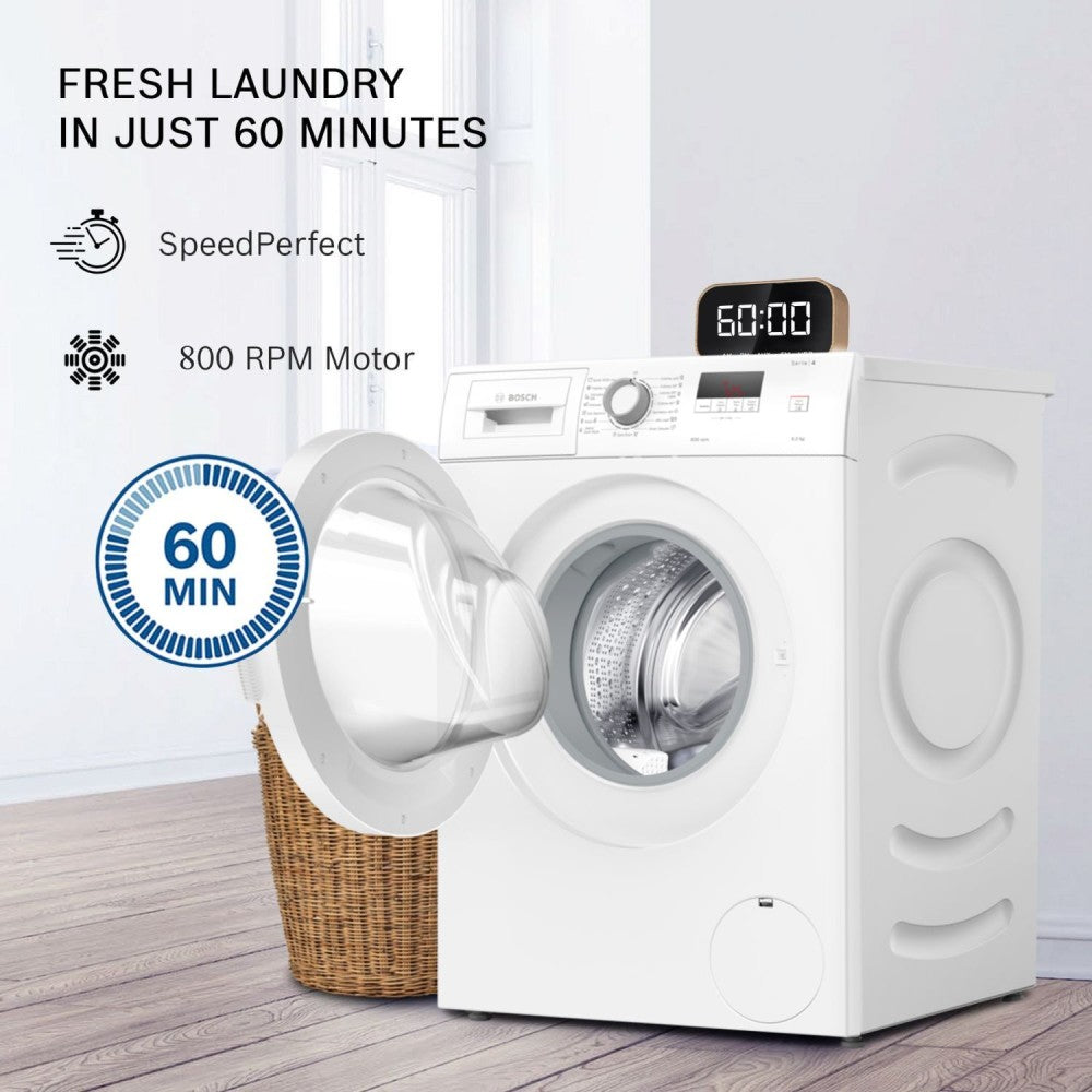 BOSCH 6 kg Drive Motor, Anti Tangle, Anti Vibration Fully Automatic Front Load Washing Machine with In-built Heater White - WLJ16061IN