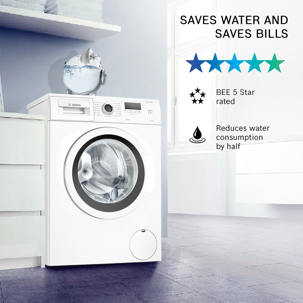 BOSCH 6.5 kg Drive Motor, Anti Tangle, Anti Vibration Fully Automatic Front Load Washing Machine with In-built Heater White - WLJ2006EIN