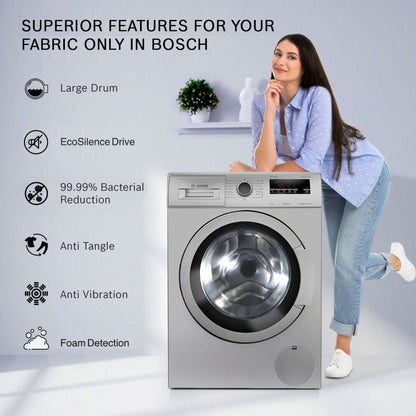 BOSCH 7 kg Fully Automatic Front Load Washing Machine with In-built Heater Silver - WAJ2016SIN