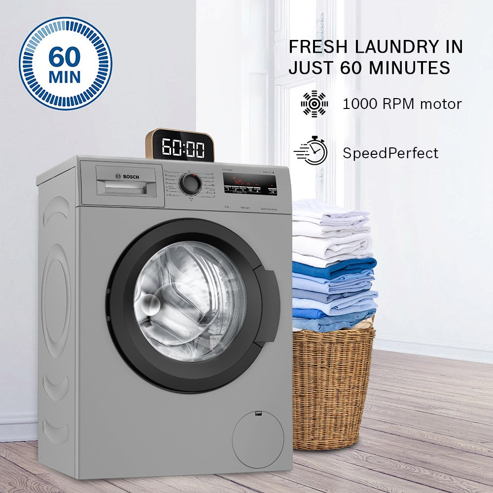 BOSCH 6 kg Drive Motor, Anti Tangle, Anti Vibration Fully Automatic Front Load Washing Machine Silver - WLJ2016TIN