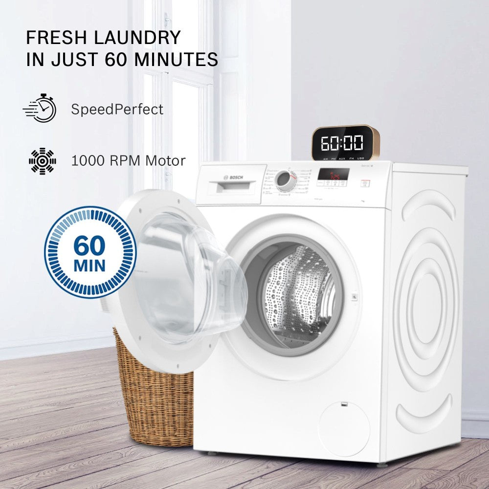 BOSCH 7 kg Drive Motor, Anti Tangle, Anti Vibration Fully Automatic Front Load Washing Machine with In-built Heater White - WAJ2006EIN