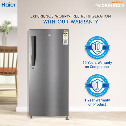 Haier 190 L Direct Cool Single Door 4 Star Refrigerator - DAZZLE STEEL, HED-204DS-P