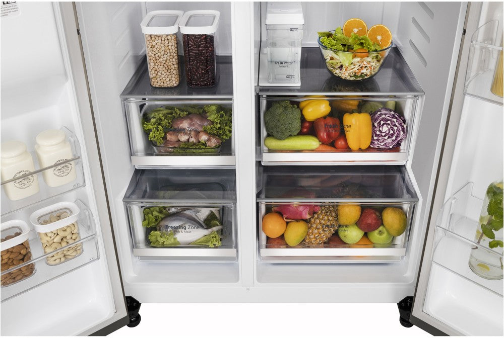 LG 635 L Frost Free Side by Side Refrigerator - Shiny Steel, GL-L257CPZX